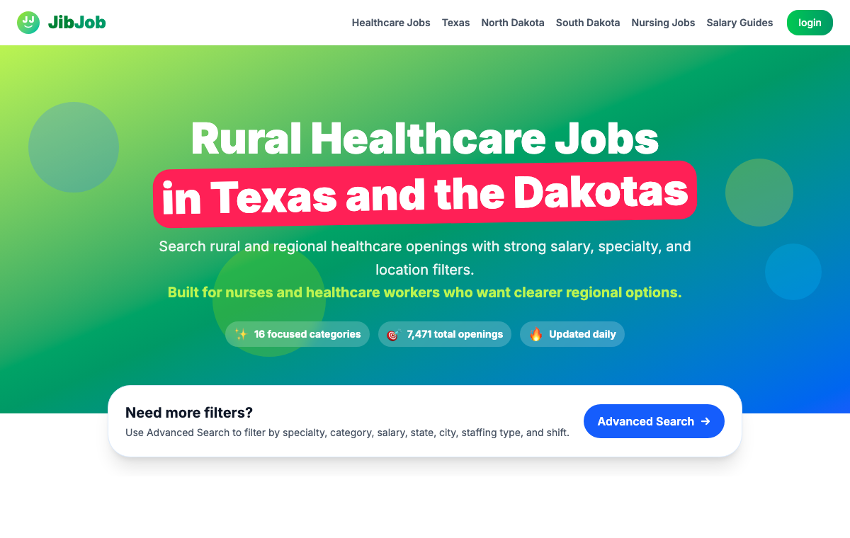 JibJob Healthcare ATS Aggregation captured proof view.