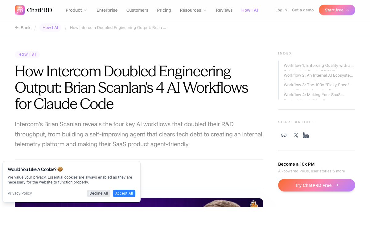 Intercom AI Workflows — Doubling R&D Throughput captured proof view.