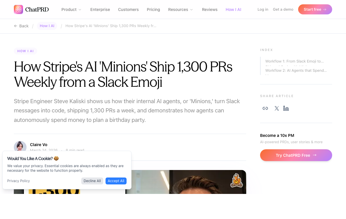 AI Minions — Slack-to-PR at Stripe captured proof view.